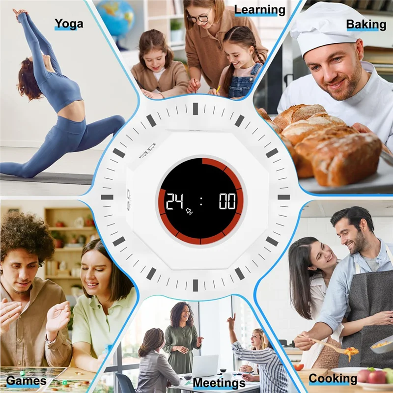 【Flash Sale】Digital Productivity Timer, Rotating Pomodoro Timer With 1-3-5-15-30-60-90 Min Countdown, For Study Office Kitchen D