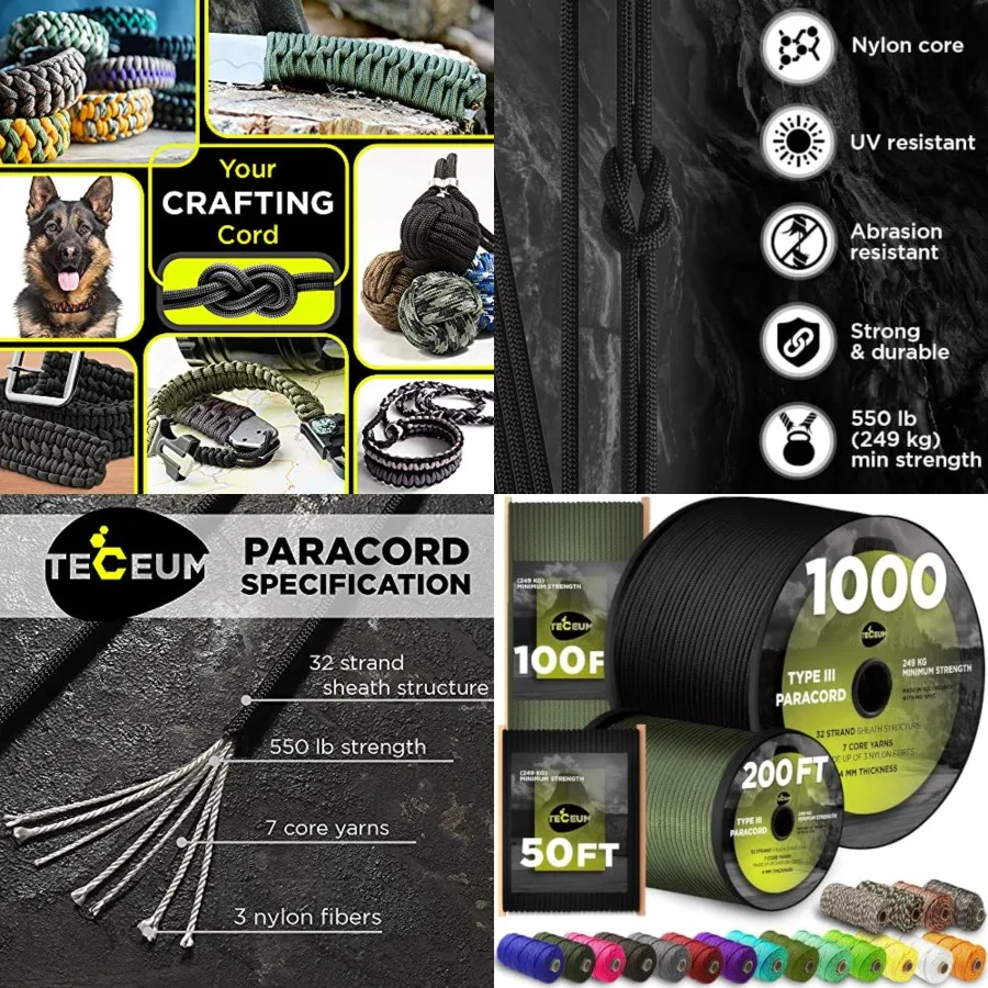 

5/32 Paracord Rope 0 0/// Tactical Parachute Cord 4mm 45+ Colors Nylon String for Survival Camping Gear Stripe Cord for Surviva