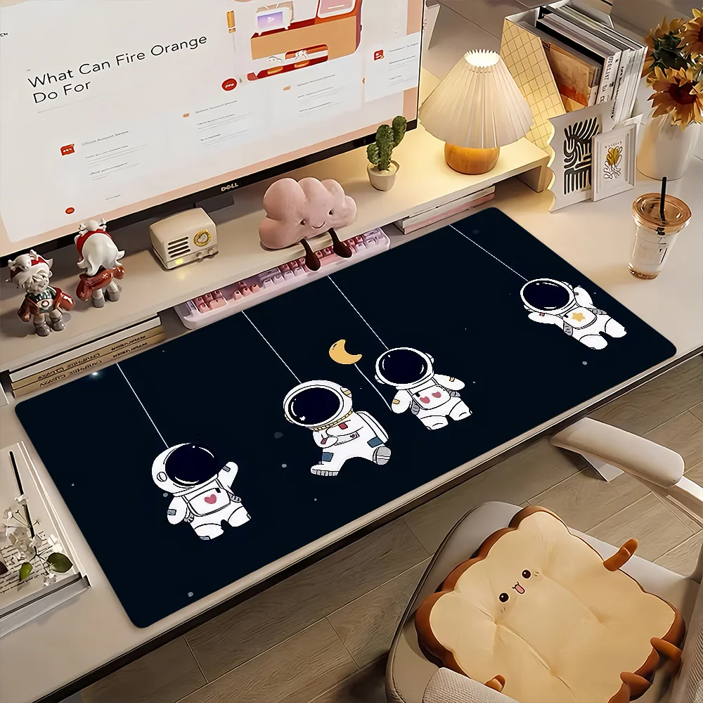 Space Astronauta Cartoon Mouse Pad Non-slip Locking Edge PC Laptop Accessories Rubber Office Keyboard Large Game XXL DeskMat
