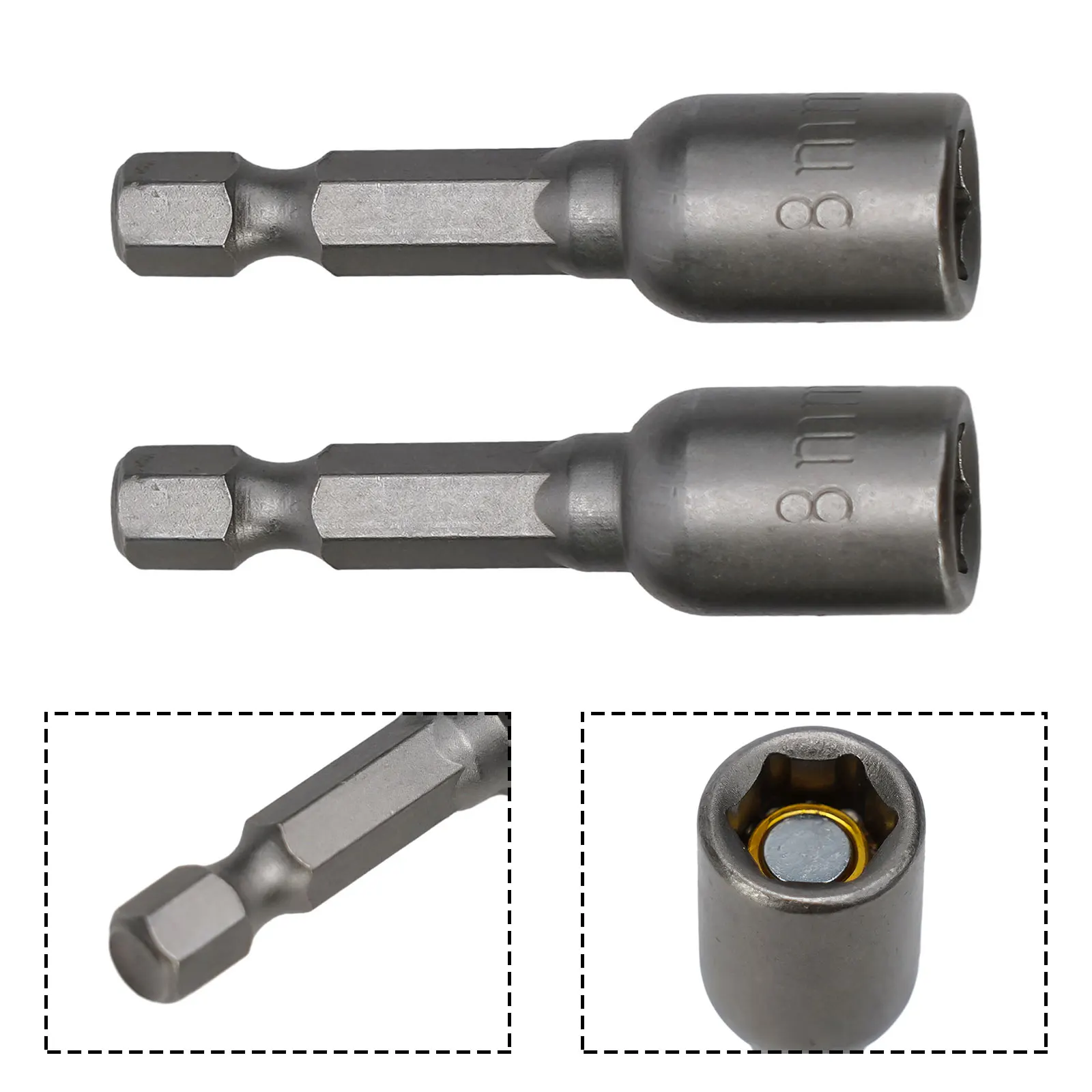 2Pcs Socket Magnetic Nut Screwdriver 1/4 Hex Drill Bit Adapter 8mm 10mm 13mm For Power Drills Drivers Socket Kit