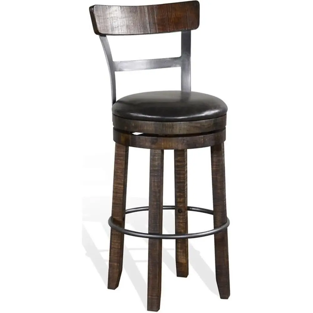 

30 Swivel Bar Stools with Back, Tobacco Leather (Set of 2)