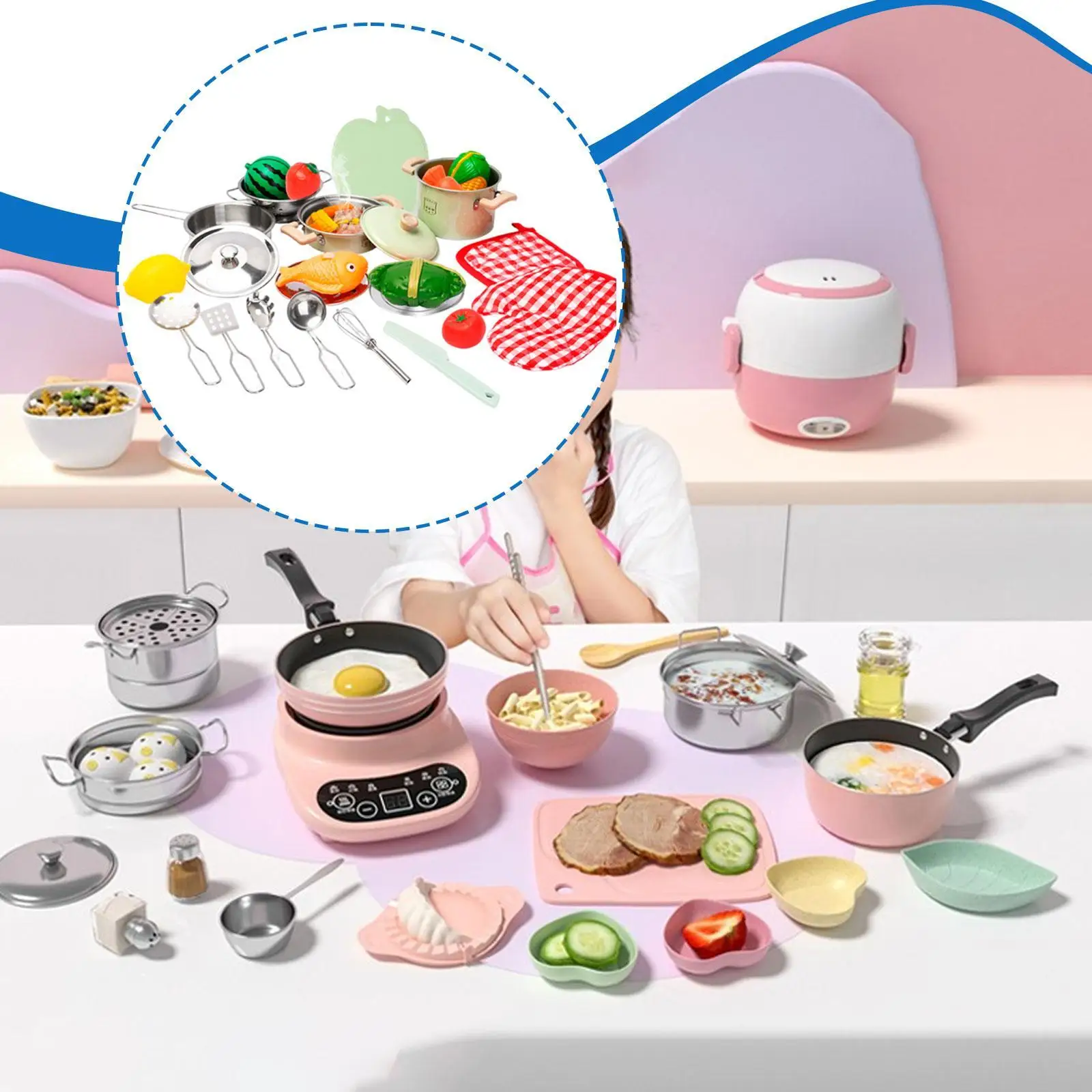 

25Pcs Mini Kitchen Accessories Set Cookware Model Sturdy Supplies Interactive Role Playing Fun Realistic Dollhouse Decoration