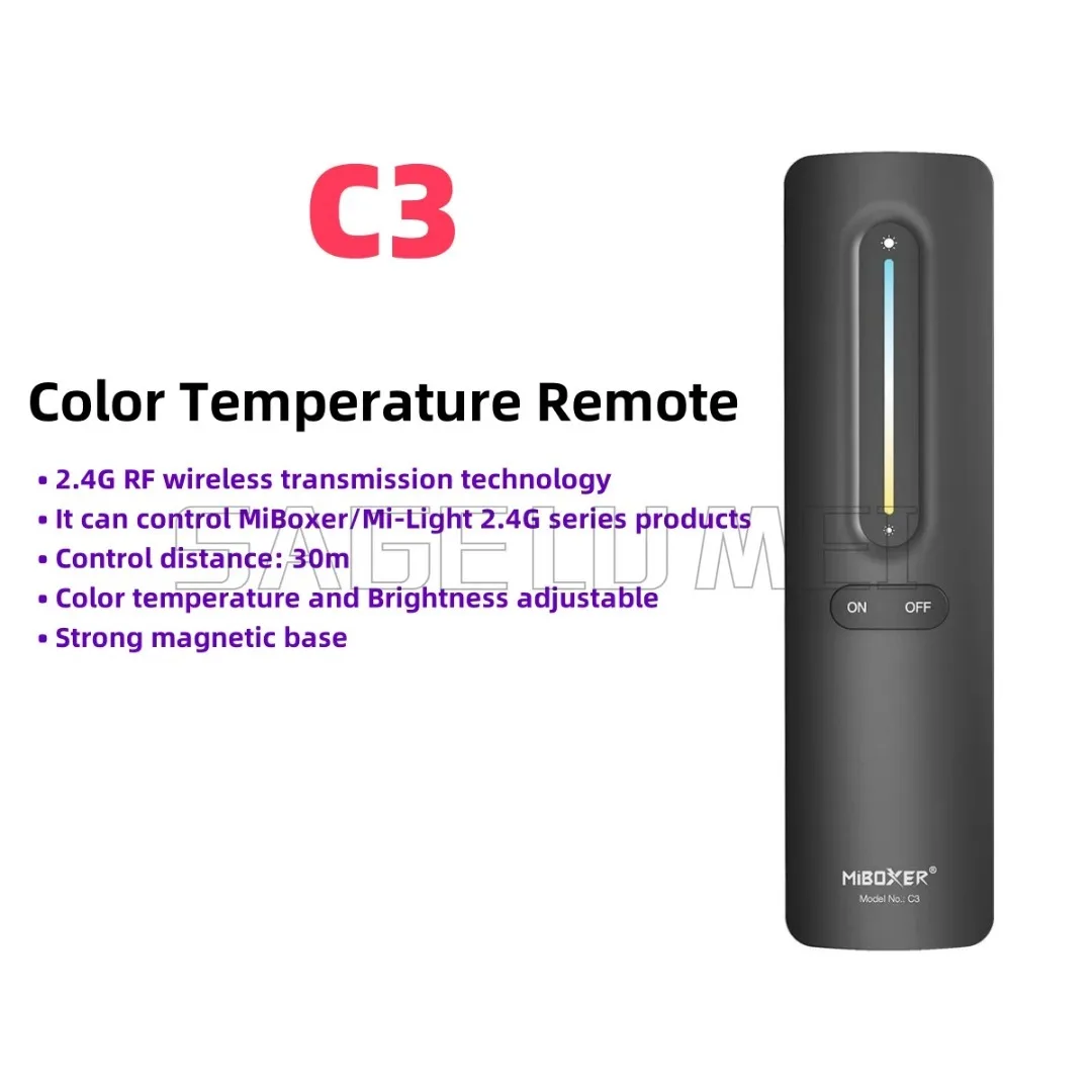 Miboxer 4-Zone C1 C2 C3 C4 C5 C6 درجة حرارة اللون RGB + CCT وحدة تحكم عن بعد لاسلكية المغناطيسي 2.4G سطوع ضوء قابل للتعديل