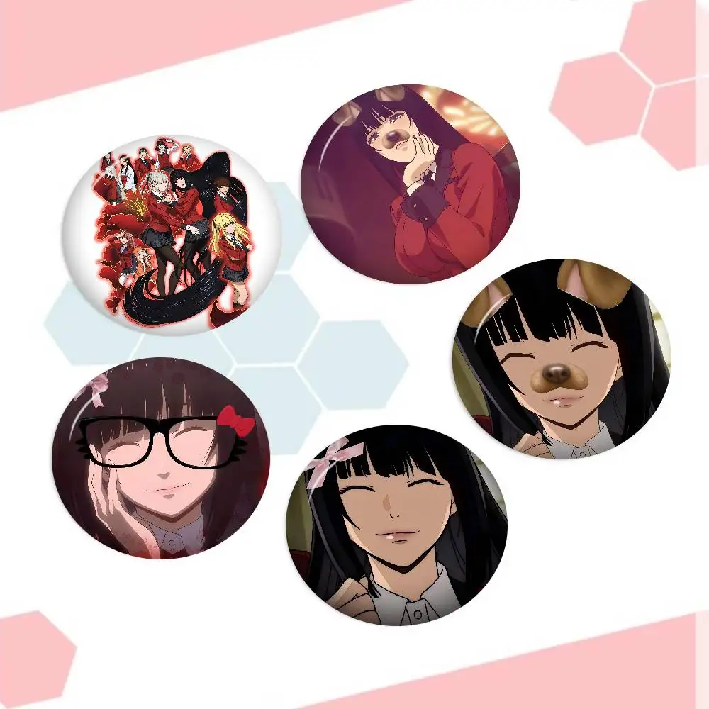 Pop Manga K-Kakegurui Creative Pins Funny Round Snap-in Brooch Badge Backpack Hat Accessories Jewelry Gifts For Friend