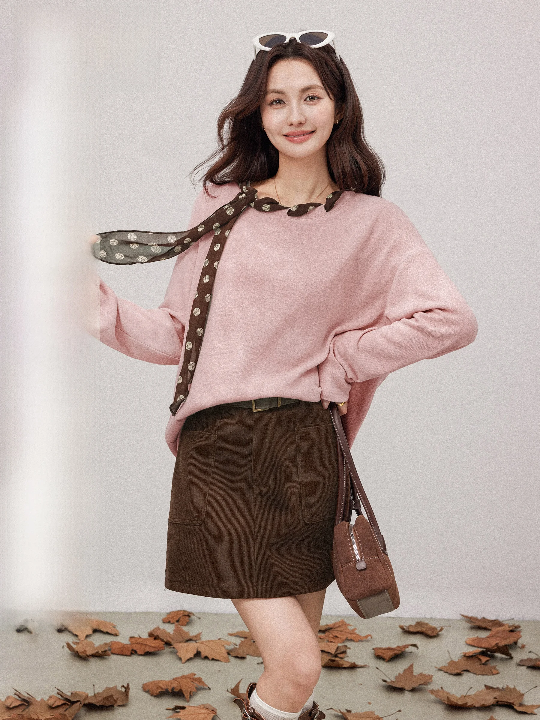 

Ele Long Sve T-irt for Women with Scarf Design Skin-friendly Breathable Casual Sle Autumn Winter New Arrival