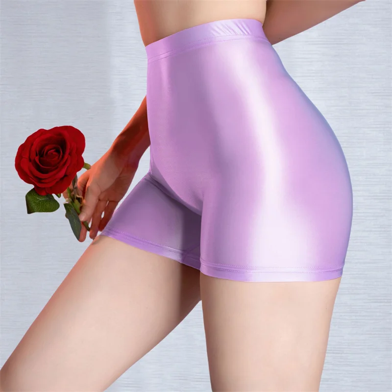 Hochglänzende High-Waist-Yoga-Shorts mit Pfirsich-Po-Effekt, elastische Jogger-Leggings, Hot Pants für Yoga und Fitness, Push-up-Leggings mit Po-Lifting-Effekt, Radlerhose – Detail 4