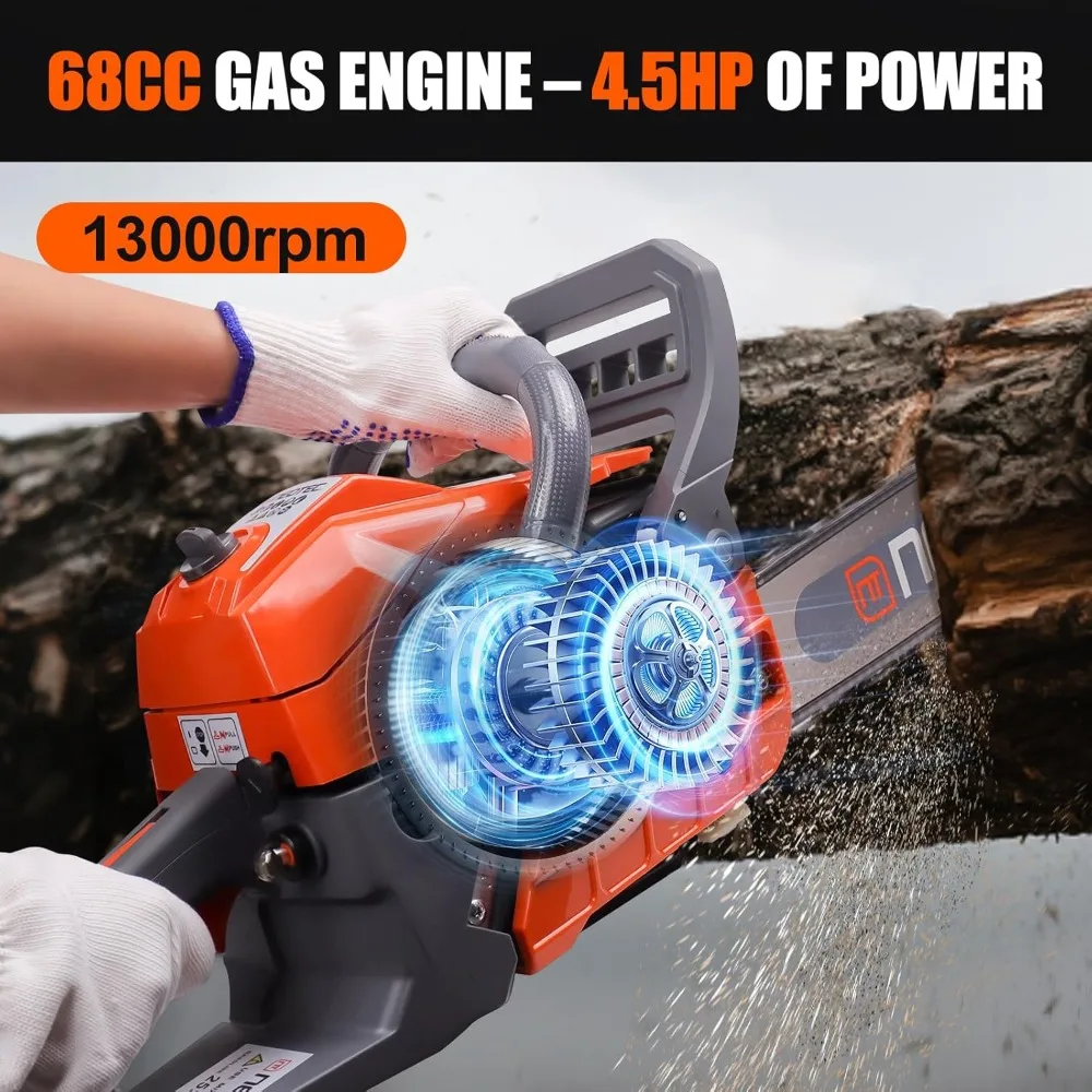 

68CC Powered Chainsaw, 22 Inch Chainsaw, 2-Cycle Cordless Handheld Petrol Chain Saw for Tree Felling, Forestry Logging