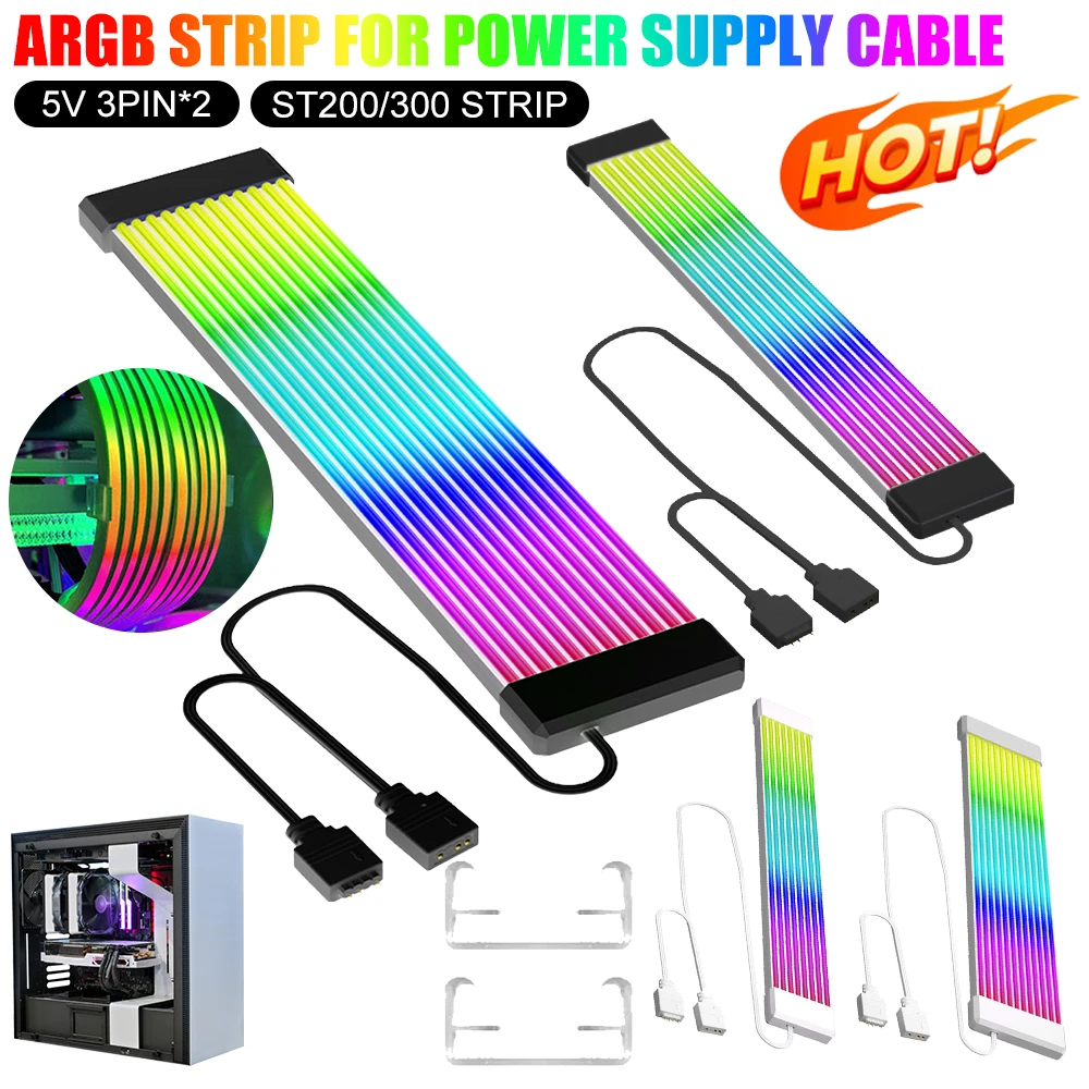 X8/X12 5V 3Pin RGB LED Light Strip Bar 8/24PIN Motherboard Power Extension Cable Flexible LED Strip Light DIY Kit for PC Case