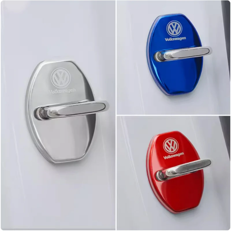 Car Ashtray 4Pcs Stainless Steel Car Door Lock Protective Cover For Volkswagen Jetta Golf Passat Polo Tiguan Arteon Touareg Taig view 4