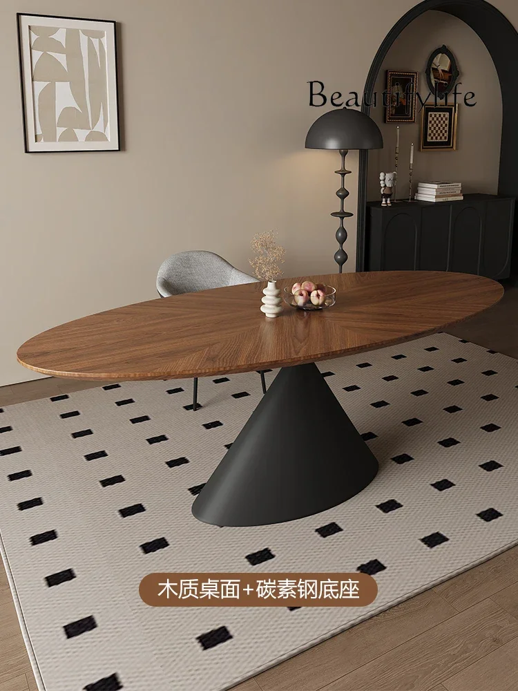 

Solid wood dining table and chairs antique oval large board French ash wood table household