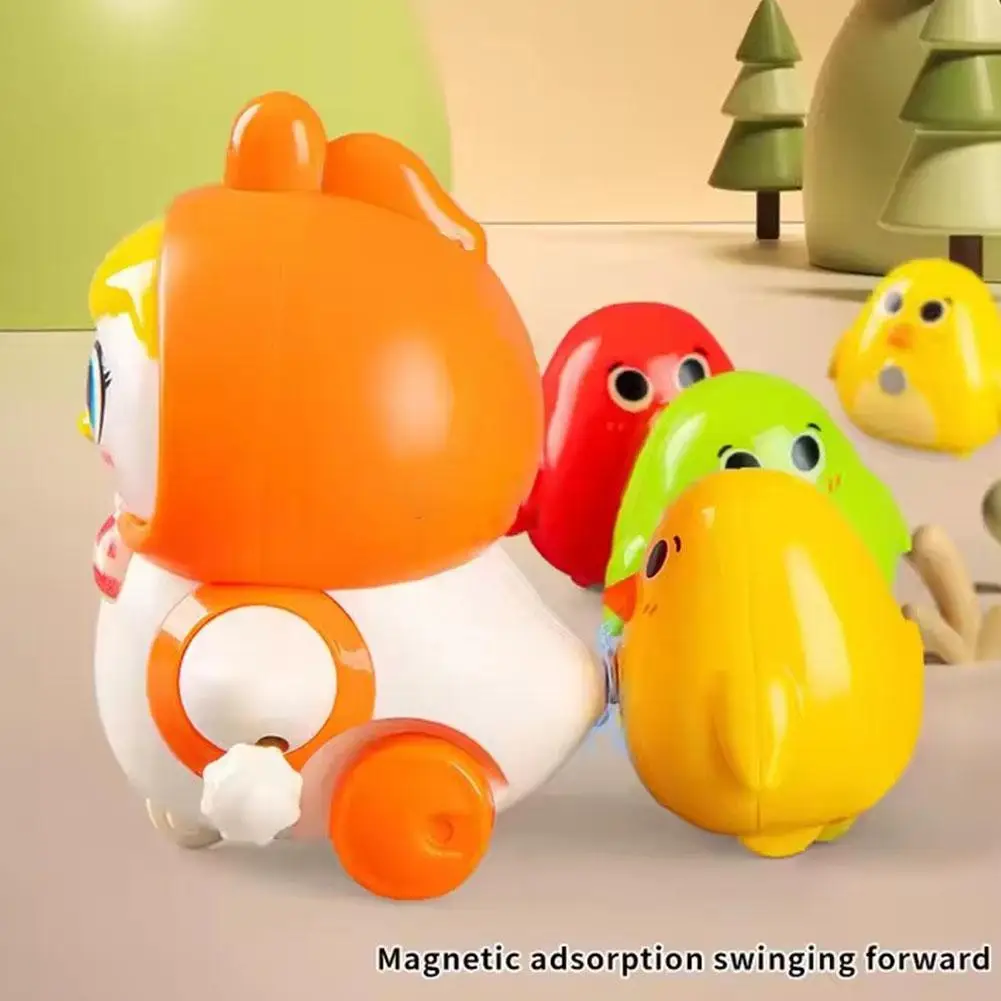 Early Education Spring Chicken Toy Magnetic Absorption Wind-up Toy Chicken Mother Protecting Her Chicks Toy Training Supplies