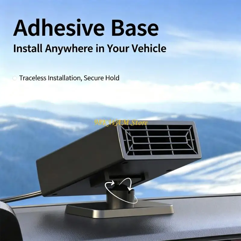 150 W Vehicle-Powered Heater and Fan for Windshield Defrosting, Defogging, and Supplemental In-Vehicle Cabin Warmth 68UF