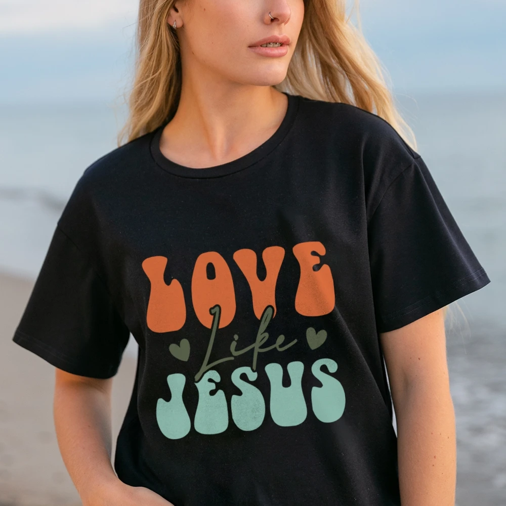 Love Like Jesus Shirt Colorful Jesus Christian T-Shirt Religious Gifts Bible Verse Shirt Motivational Christian Shirt Jesus Tee