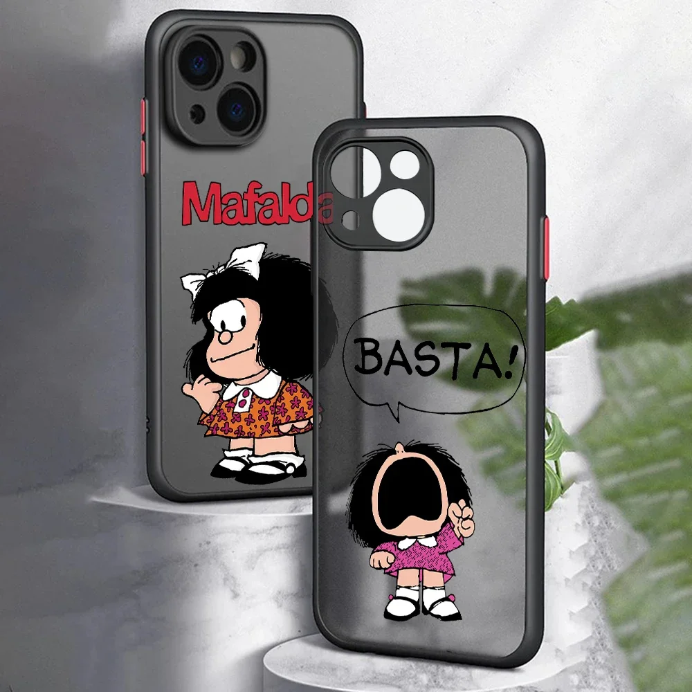 Funda de teléfono linda niña m-mafaldas para Xiaomi Redmi Note 13 12 11 10C 10X 9 9A 9T 9C 8 7 Pro Plus 5G cubierta transparente mate