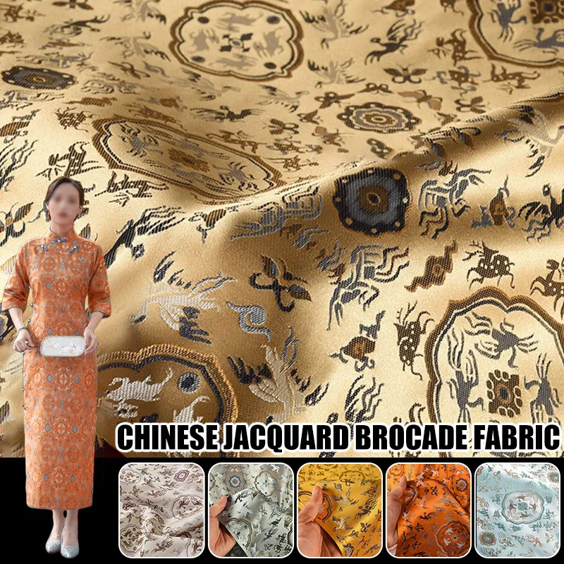 

Delicate High-end Jacquard Brocade Silk Fabric For Diy Sewing Cheongsam Hanfu Dress Kimono Garment Luxury Designer Fabric