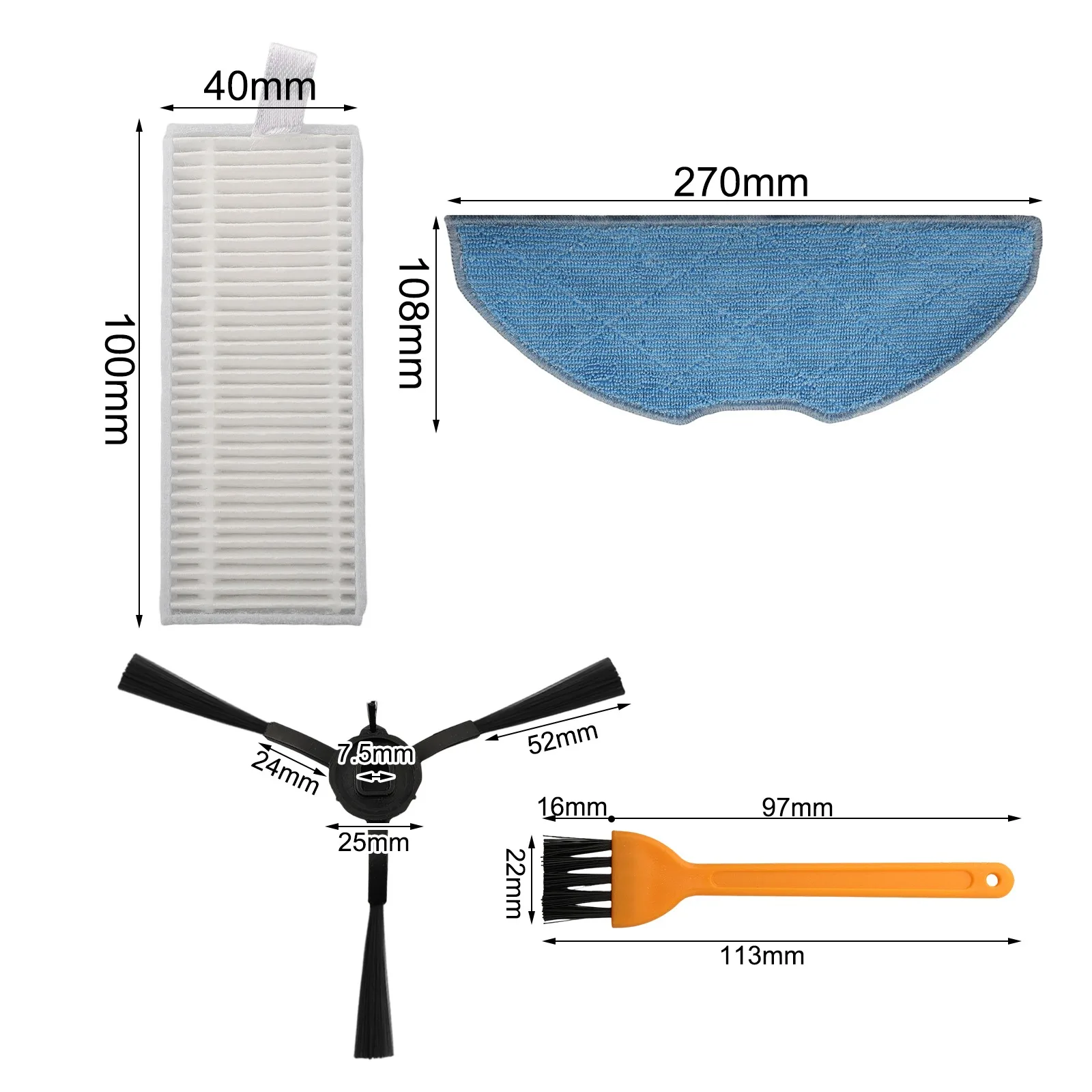 

Inclusive Cleaning Package Filters Mop Cloths & Efficient Dust Bags with Side Brushes for EZVIZ RE4/RE5 Series