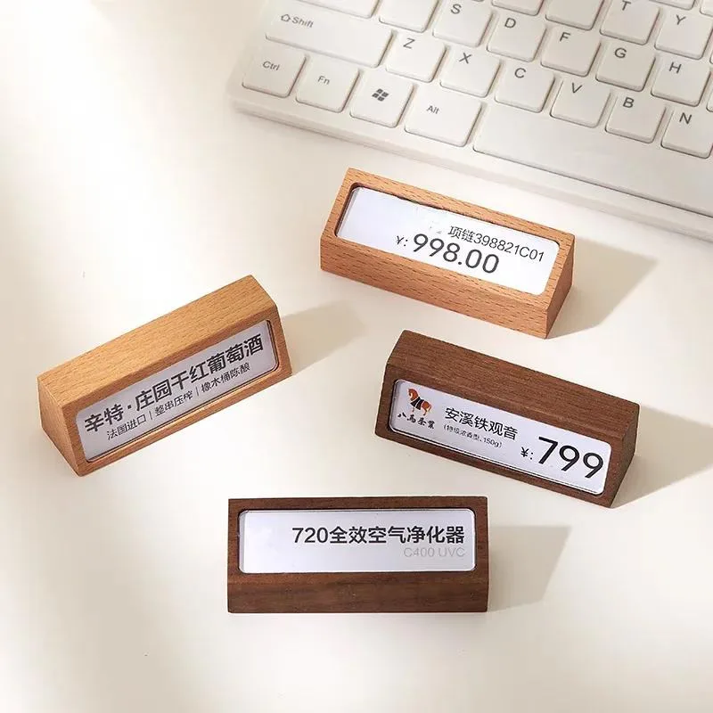 68x18mm Mini Wood Sign Holder Display Stand Jewelry Watch Small Price Label Paper Name Card Tags Ticket Holder Stand