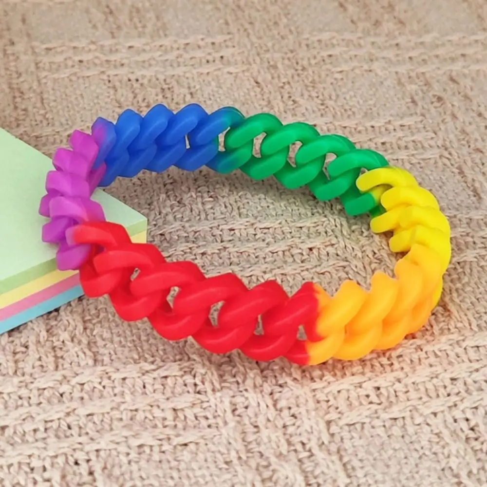 Rainbow Bangle Silicone Hollow Out Wristband Luxury Charm Jewelry Rainbow Wristband Waterproof Korean Hollow Bracelet Men Women