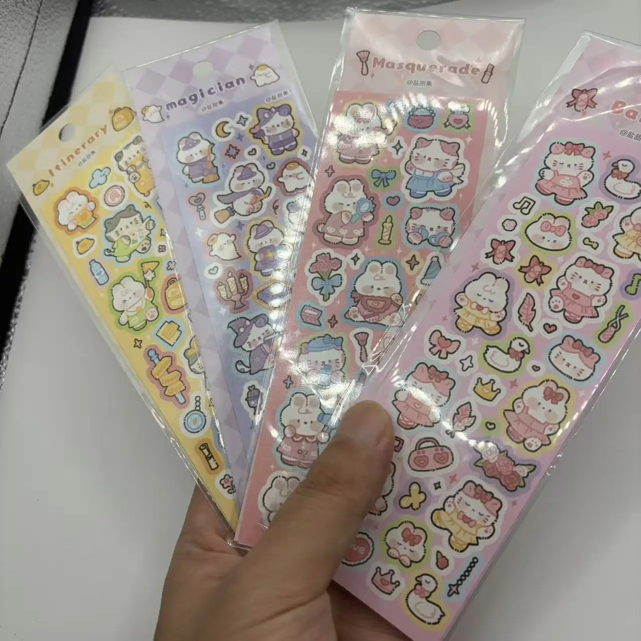 

4pcs Cartoon Stickers Cute Cat Rabbit Theme Style Decals for Scrapbooking DIY Crafts