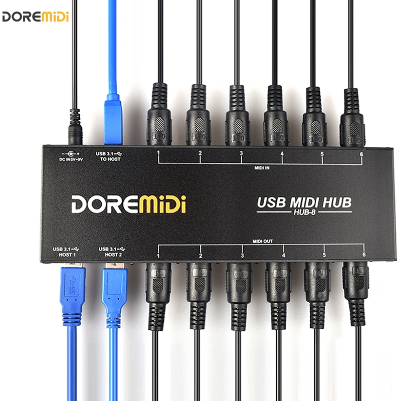 DOREMiDi MIDI HUB-8 Box (HUB-8) Is A High-performance USB 3.1 MIDI Hub