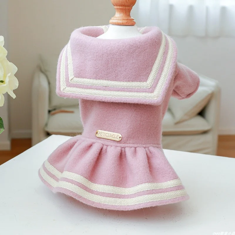 1PC Pet Clothing Spring and Autumn Thick Pink Gold Label Korean Edition Skirt Suitable for Small and Medium sized Dogs