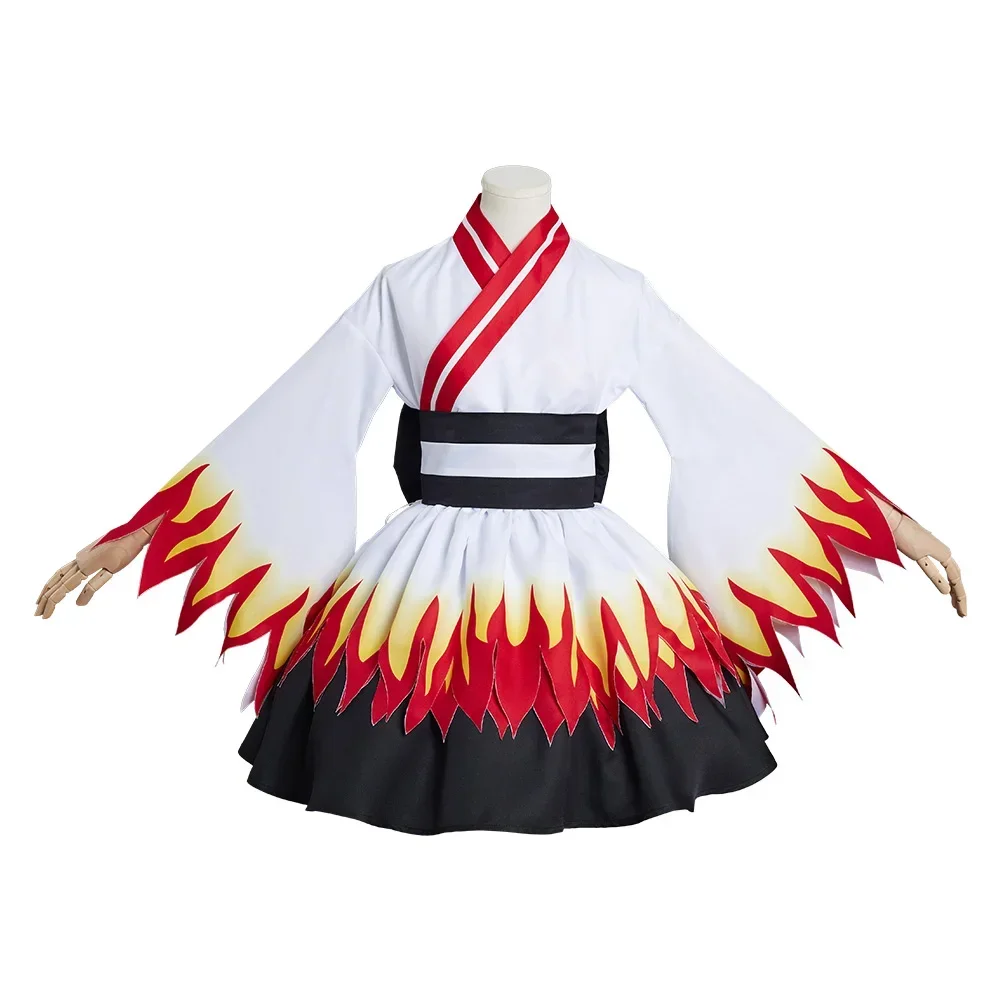 Volwassen Rengoku Kyoujurou Cosplay Kostuum Kimono Lolita Jurk Outfits Halloween Carnaval Pak