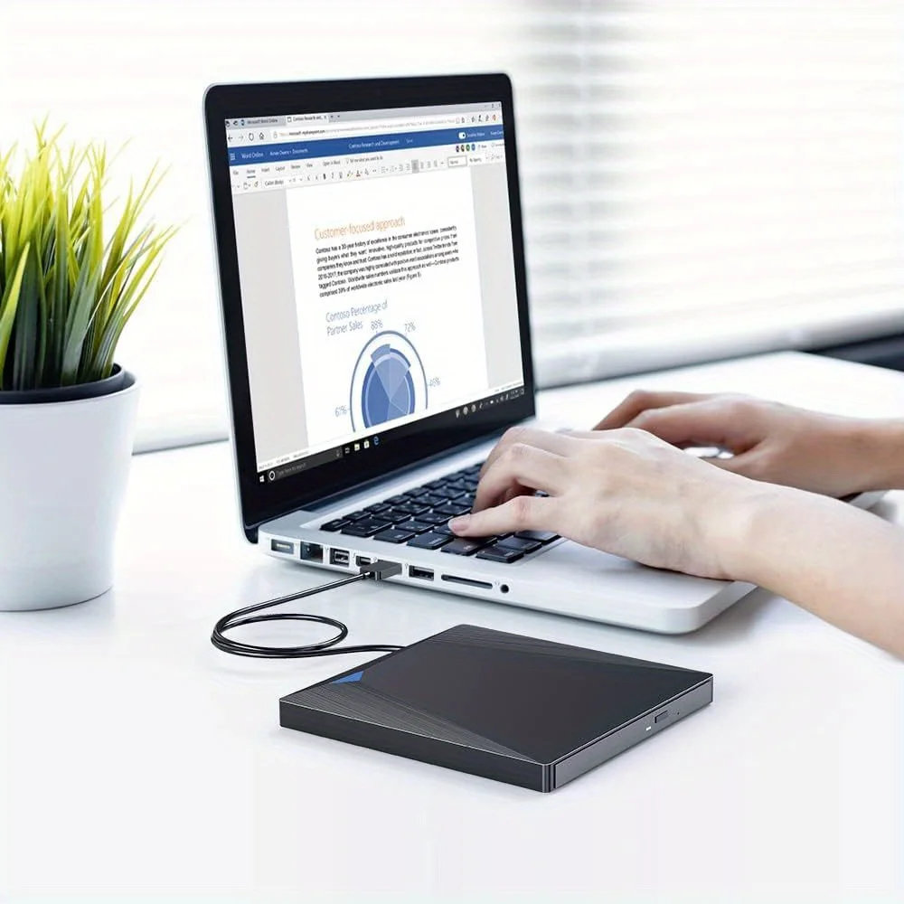 Lecteur CD et DVD externe USB 3.0 Type-C, portable, smile drive, graveur, compatible avec Windows XP, Vista, Mac OS, Linux, Mac
