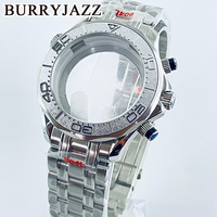 BURRYJAZZ 40mm Seamaster 300 watch Case Fit VK63 VK64 Multy-Functional Quartz Chronograph Silver Watch Case Sapphire Glass