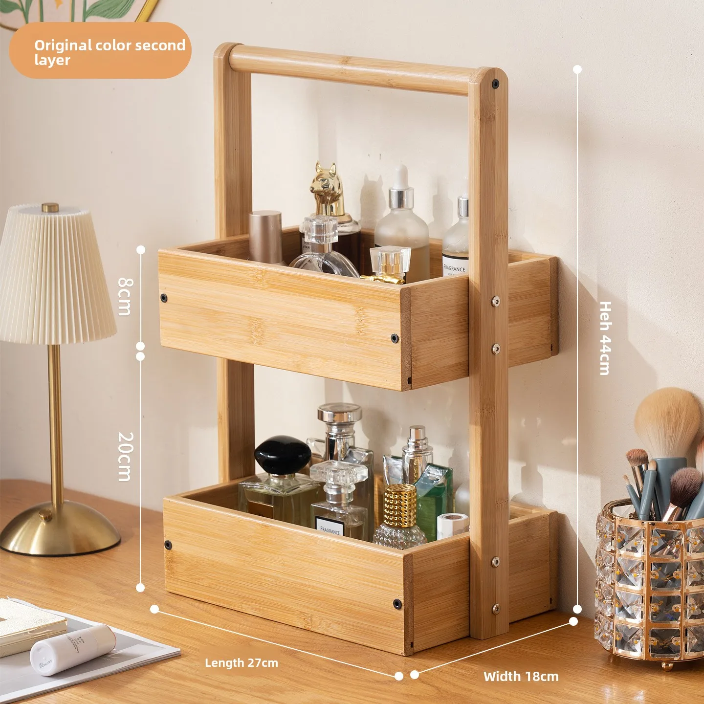 Kitchen solid wood storage basket large capacity sundries sorting wooden box cosmetics storage box tea set retro storage box