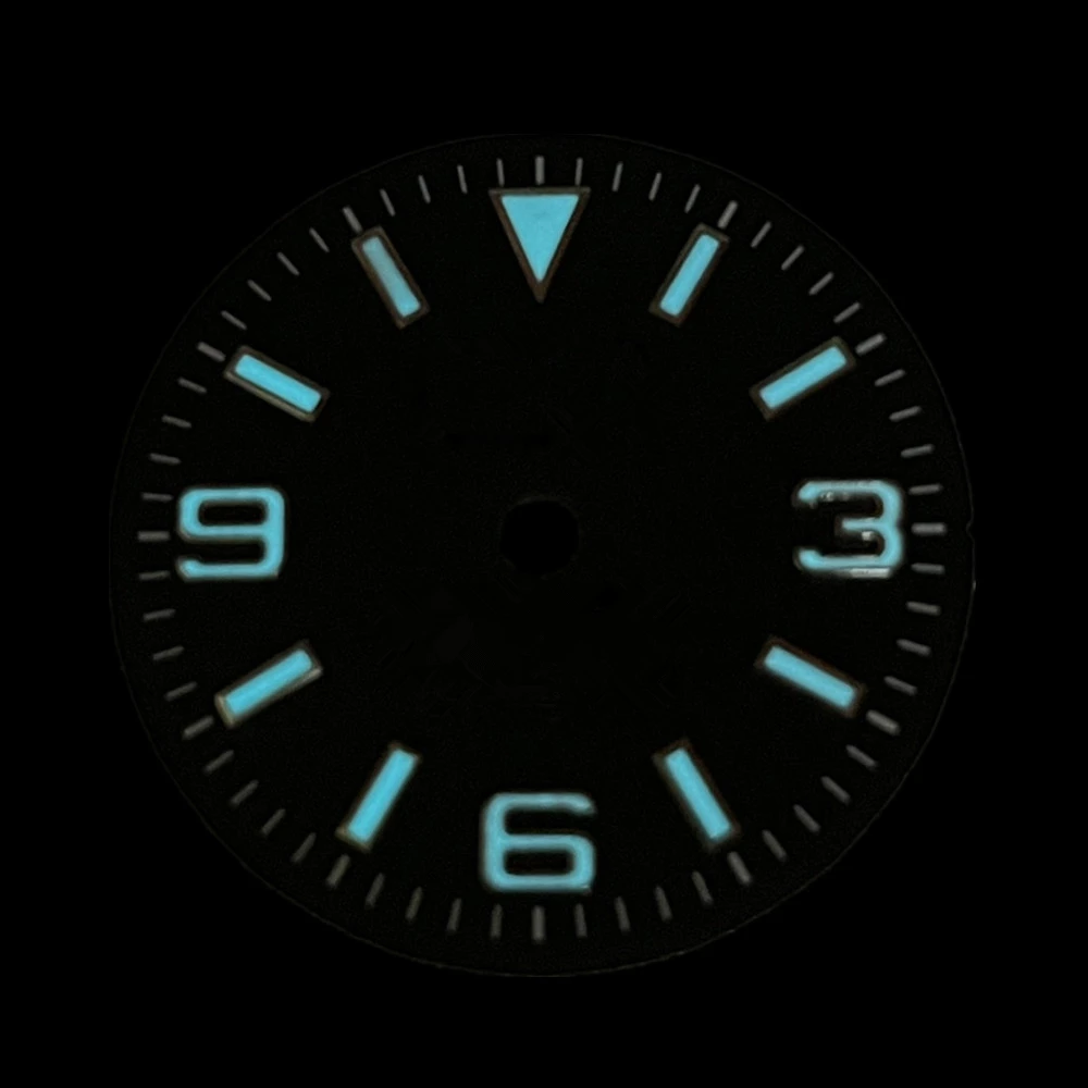 Luminous Dial relógio mecânico, Azul Dial relógio literal, Fit NH35, NH34, NH36, BGW9, 28,5 milímetros, 31 milímetros