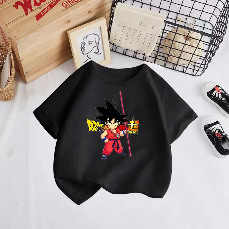 Girl Clothes 2024 Summer 2 to 12 Year Children\'s Clothing Goku Dragonball Boys Couple T-shirt Top Mother Kids