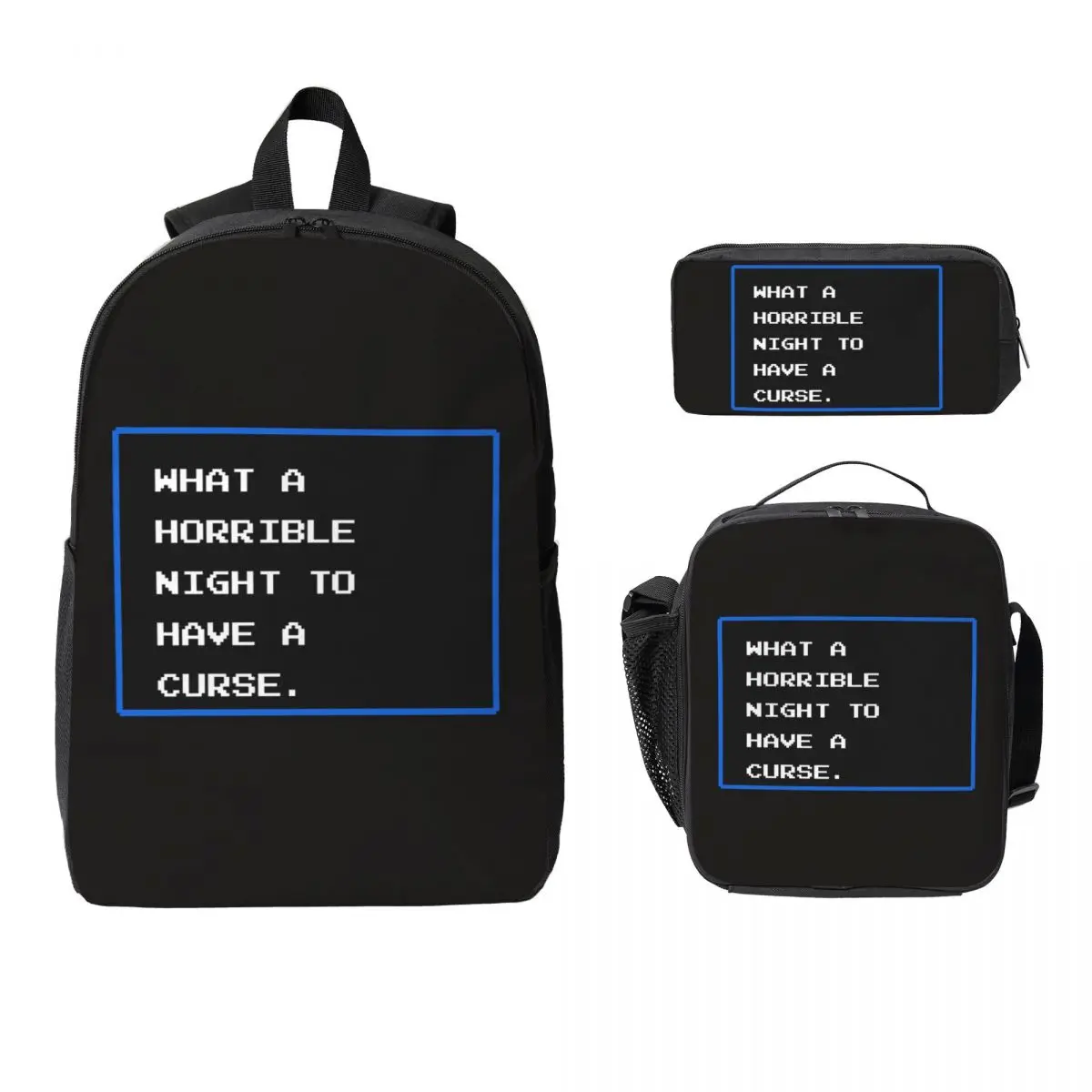 A Horrible Night To Have A Curse Castlevania Game Backpack BookBag School Bag Shoulder Bags 3ps Insulated Lunch Bag Pencil Case