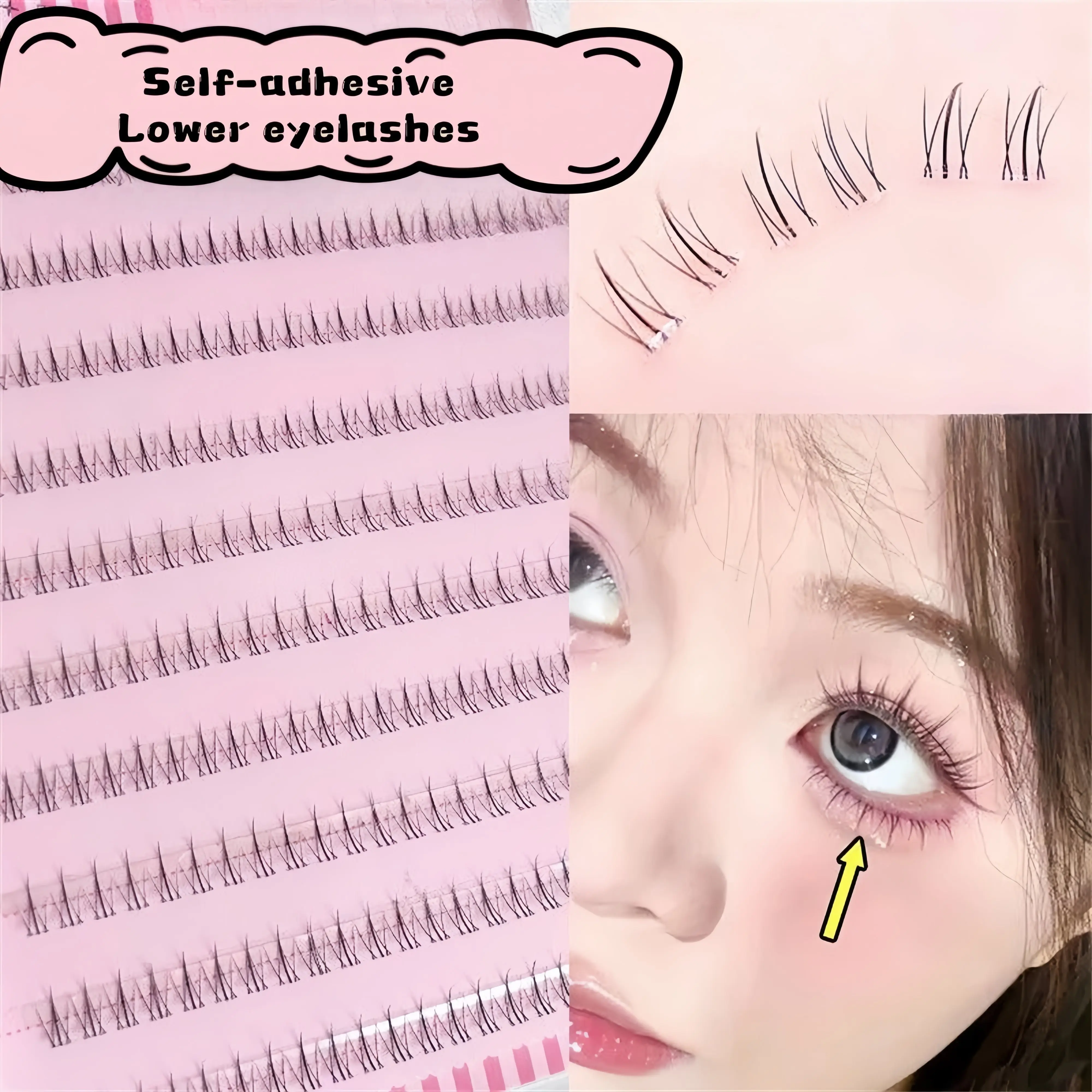120pcs of Self Adhesive Lashes Small Flame Lower Lashes and 80pcs of Glue-Free Fairy Lower Lashes, Measuring 5mm in Length
