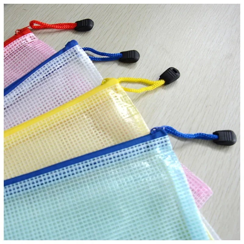 Mesh Zipper Pocket Folders A4 A5 A3 Waterproof Pvc Document Bag for Pouch Filing Stationery Organizer Office Metting Supplies