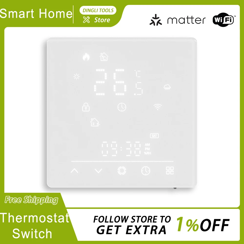 MOES Matter WiFi Thermostat intelligent régulateur de température Tuya chaudière à eau chauffage électrique avec Alexa interrupteur de Thermostat personnalisé