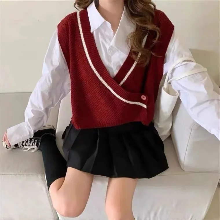 

plus Size Autumn Winter Knitted Wide Leg Pants Set Women's Sweet Sle Collar irt with Pleated Skirt Tee Piece Set