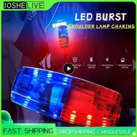 1Pcs LED Red Blue Caution Emergency Light Flashing Shoulder Lamp USB Rechargeable Shoulder Warning Safety Bike Light Accessories