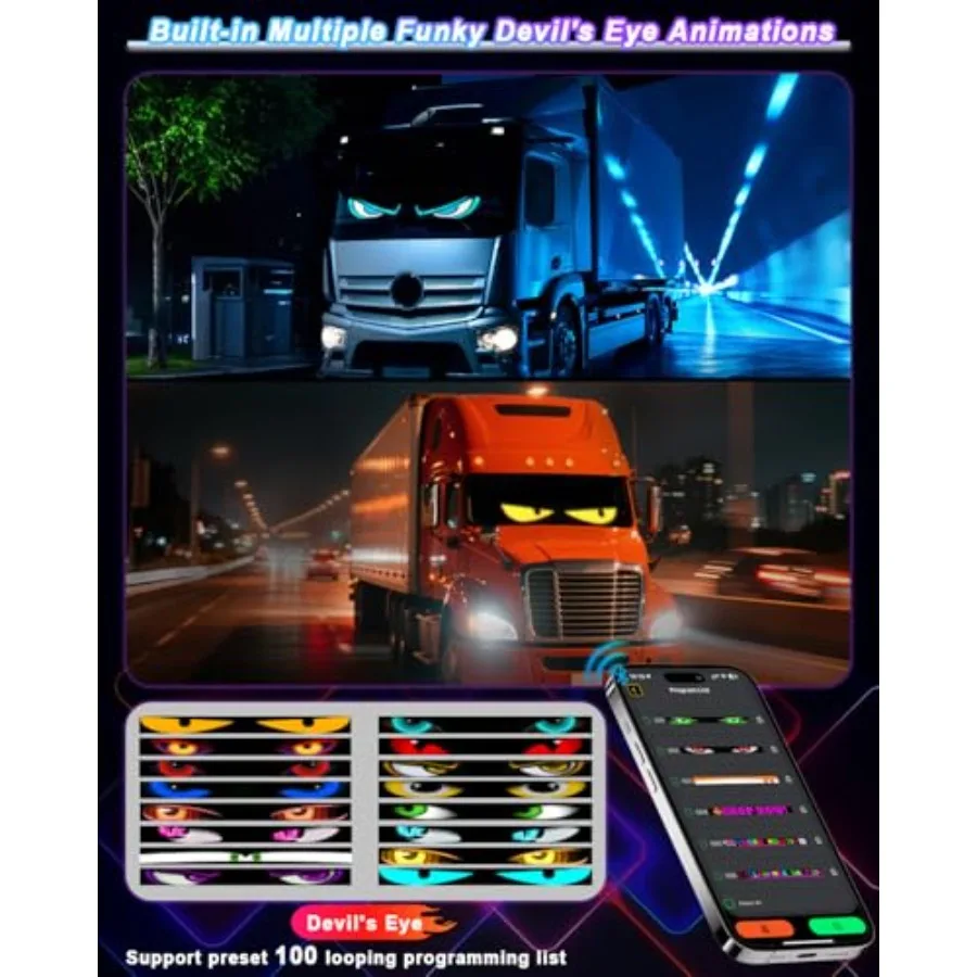 Large LED Devil Eye Lights for Windshield 52