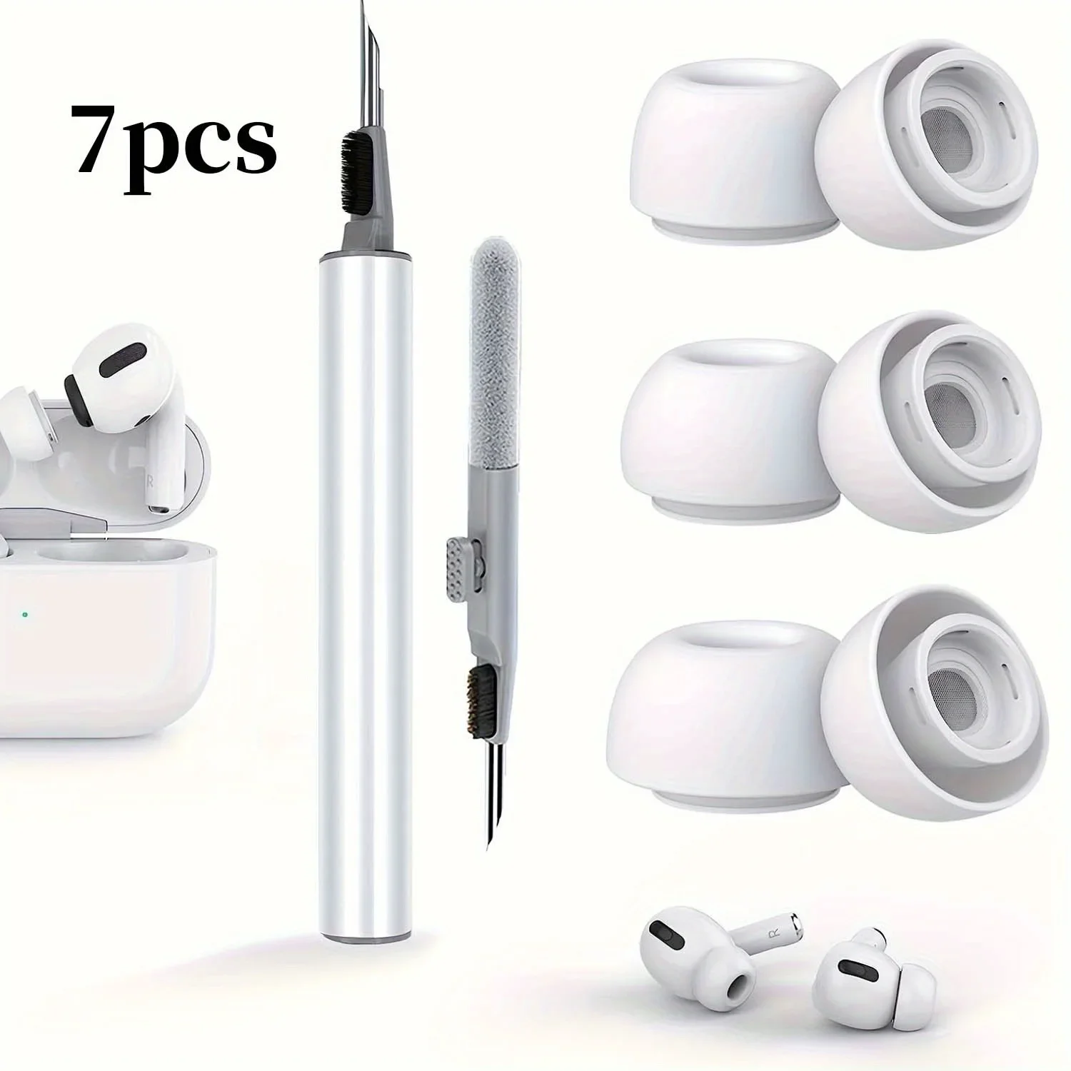 

7pcs S M L Noise Cancelling Ear Tips for AirPods Pro 1 2 Gen2 with Cleaning Kit Dust Guard Universal Fit AirPods 1 2 3 PRO