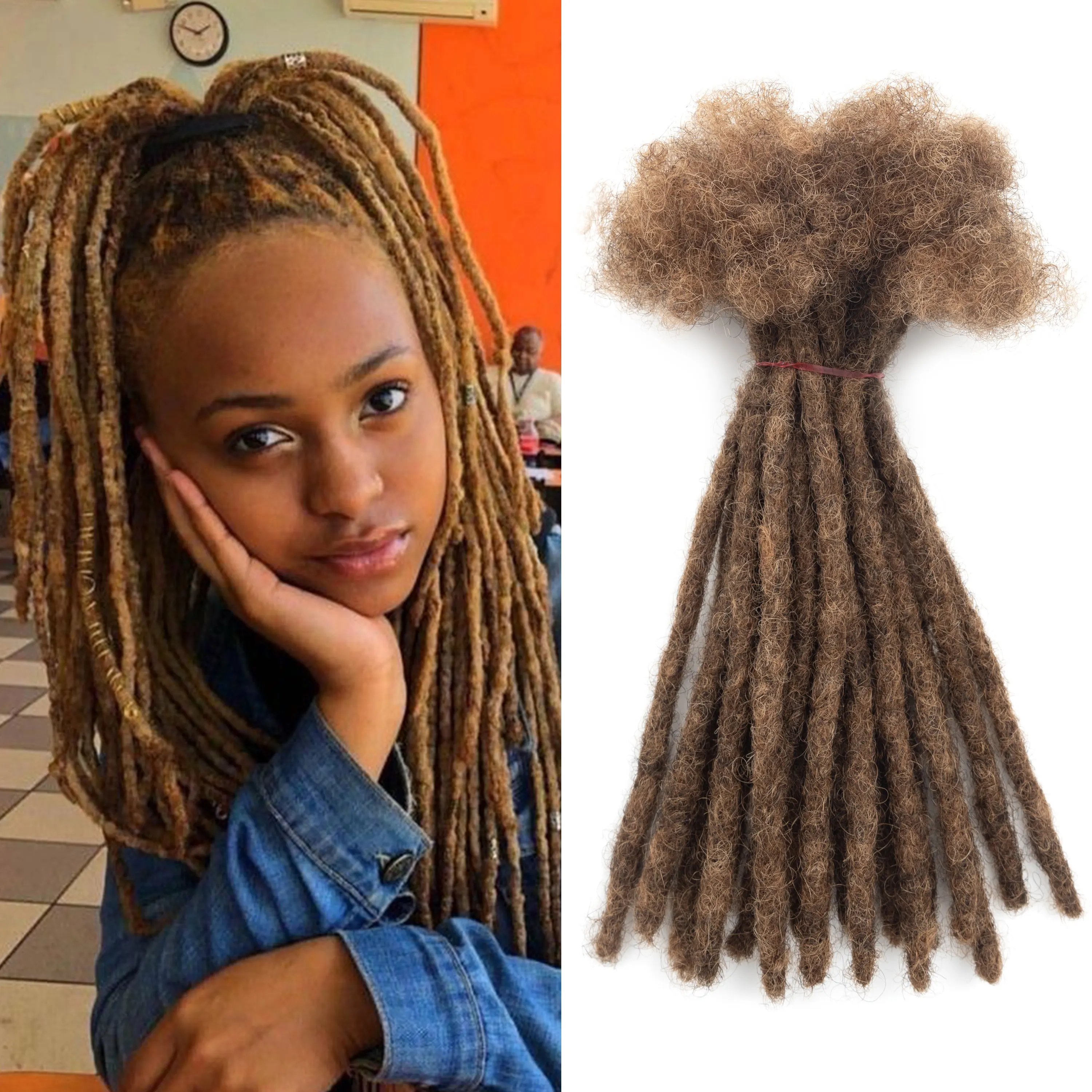 20 فروع/حزمة M4 & 30 وصلات شعر بشري مجدل صناعة يدوية بالكامل بسمك 0.6 سنتيمتر 100% وصلات شعر حقيقية للأطفال