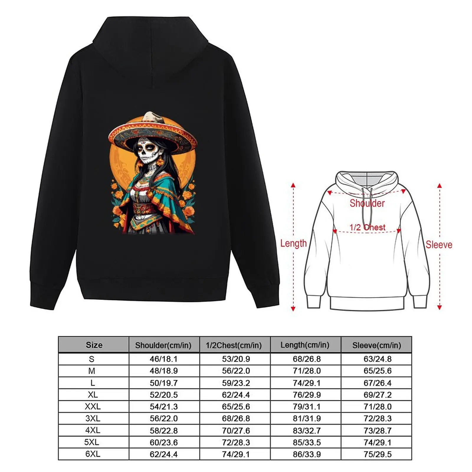 مبدع السكر الجمجمة المكسيك الجمجمة الشارع الشهير هوديي الملابس الجمالية معطف الرجال الخريف الخريف الملابس الجديدة في هوديس والبلوزات