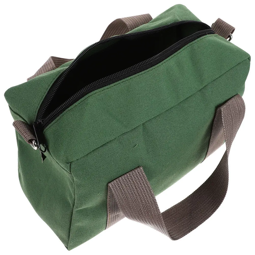 16 Inch Green Heavy Duty Canvas Tool Bag for Technicians Electricians DIY Outdoor Use Large Capacity Wrench Socket Organizer