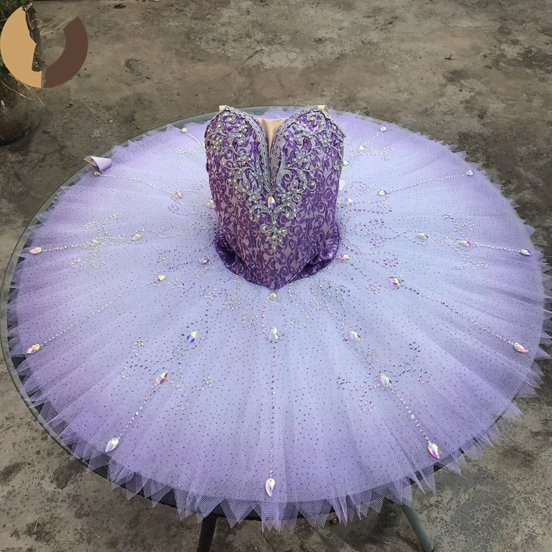 FLTOTURE  Hot Sale Girls Ballerina Ombre Purple Princess Ballet Classical Variation Lilac Fairy Tutu Stage Costume Women