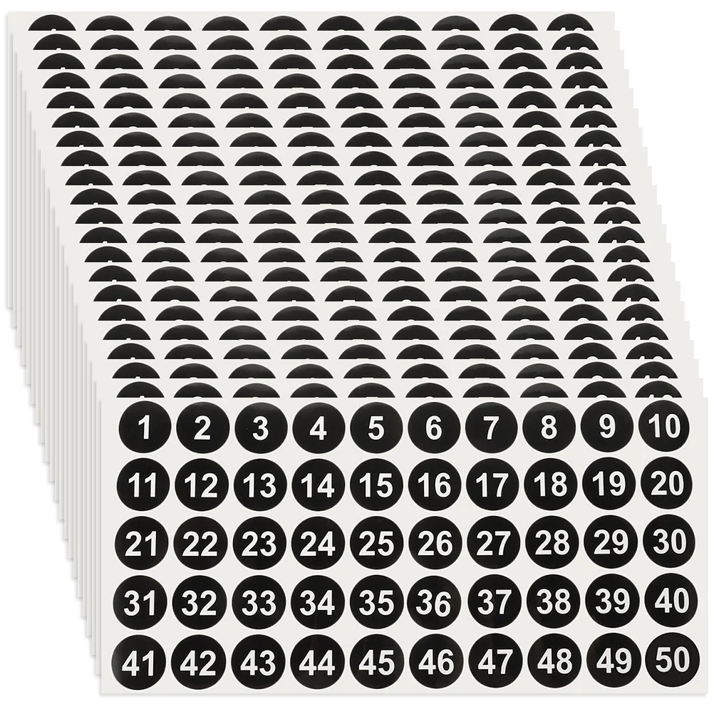 สติกเกอร์ตัวเลขดิจิตอลทรงกลม 20 แผ่น 1-50 ป้ายตัวเลขแบบมีกาวในตัวสำหรับการจัดหมวดหมู่ การระบุ การจัดระเบียบ