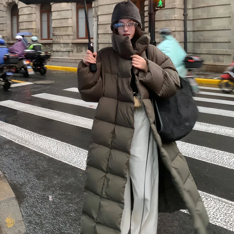 女性用の非常に長い冬のパーカー,ゆったりとした服,暖かく,厚く,耐寒性,綿パッド入りジャケット,長袖,防風,アウター