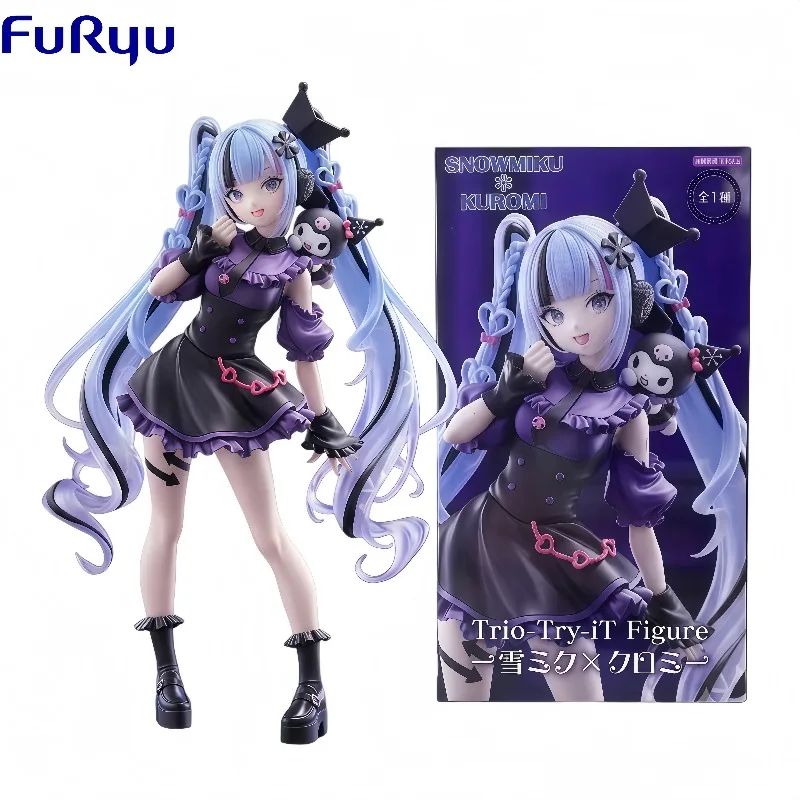 在庫あり-100-正規品-フリュー-初音ミク×クロミ-コラボレーション-ダークロリータver-19cmアニメフィギュアコレクタブルデスクデコレーションギフト