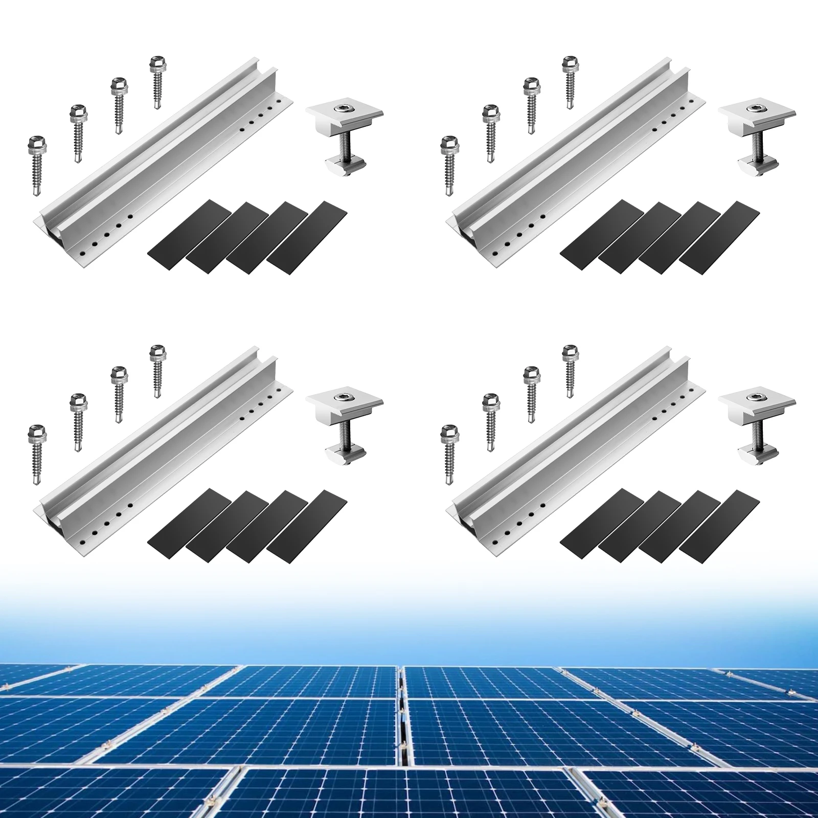 

Solar Panel Bracket Kit Aluminum Bracket Installation System Trapezoidal Plate Light Installation Rail 300mm Installation Rail