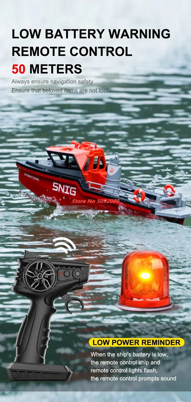 2.4G 1/32 Brushless RC Rescue Boat Simulation Model High Speed Turbojet Speedboat Waterproof Ship Watercraft RC Racing Boat