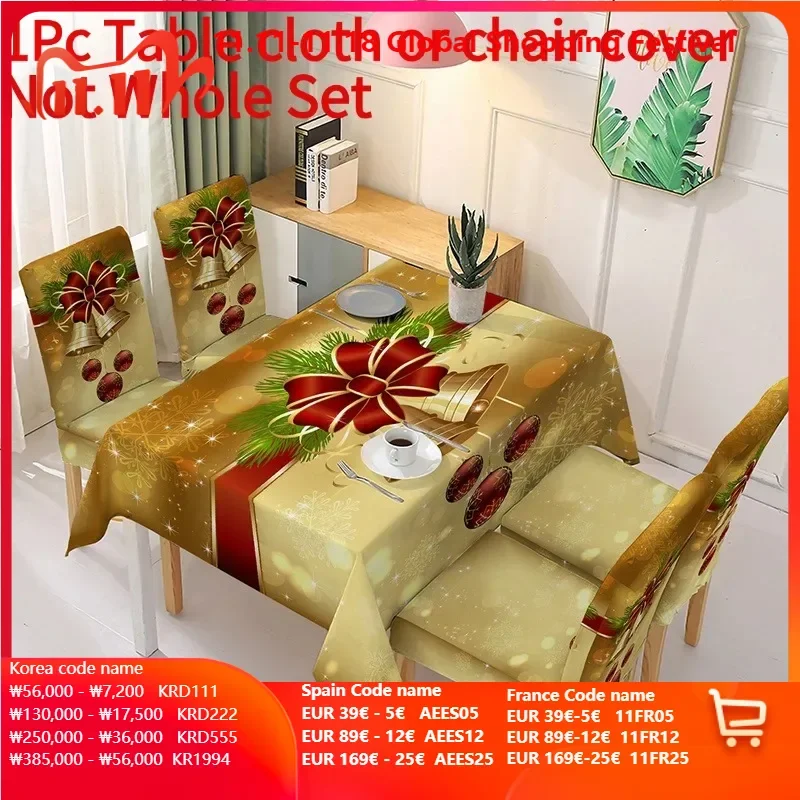 1PC Waterproof Christmas Dining Tablecloth Xmas Gifts Dining Chair Cover Christmas Table Cover Table Cloth Home Party Decoration