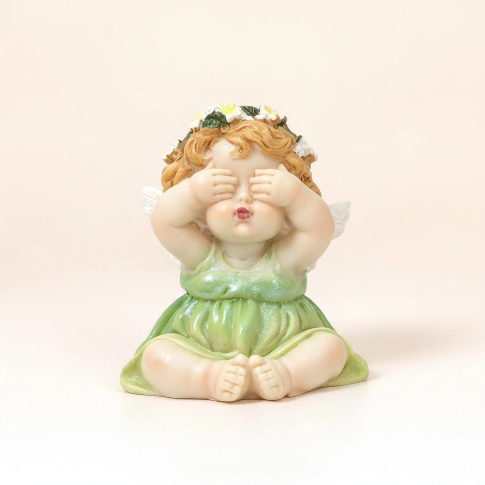 Angel Figurine Resin Angel Statue Cherub Figurine Miniature Ornament Glossy for Collectors, Fairy Garden, Desk